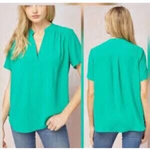 Joie Ance 100% Silk Short Sleeve Blouse Top Palm Green Women's Size XXS NWT